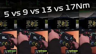 FFB - Head to head comparison | 5Nm vs 9Nm vs. 13Nm vs 17Nm | VRS-DD @ ACC | Simracing