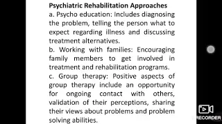 REHABILITATION AND NATIONAL MENTAL HEALTH PROGRAM