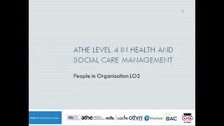 ATHE Level 4 in Health and Social Care Management Unit People in Organisation Session 2