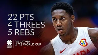 RJ Barrett 22 pts 4 threes 5 rebs vs Latvia World Cup 2023