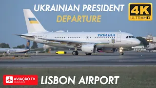 Ukrainian President Departure • Airbus A319CJ • UR-ABA • Lisbon Airport