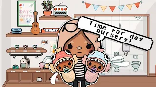 The Babies First Time Going To Day Nursery! 👶🏼🏫 | *with voice* | Toca Boca Life World Roleplay