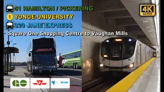 TTC, GO & YRT POV Walk: Square One Shopping Centre to Vaughan Mills Via Highway 407 Station