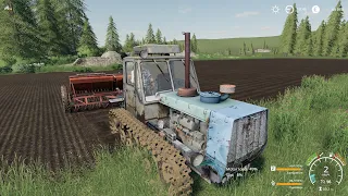 Farming Simulator 19! посев на гусеничном трактори Т-150! Карта Ничейная земля! ч-2