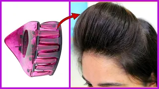 1 min front puff hairstyle with clutcher for thin hair/Easiest way to make front puff hairstyle