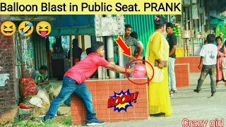 Popping Balloon Blast in Public Seat. PRANK | Viral Popping Balloons Prank Razu prank tv