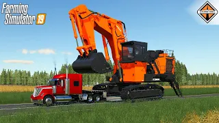 Farming Simulator 19 - INTERNATIONAL LONESTAR Truck Transports Oversized Cargo The Largest Excavator