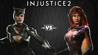 Injustice 2 - Женщина-Кошка против Старфаер - Intros & Clashes (rus)