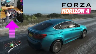 BMW X6 M 2015 - Forza Horizon 4 gameplay free roam on PC with a Logitech g29
