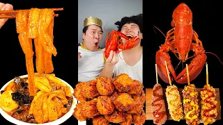 ASMR MUKBANG | Spicy Mala Tteokbokki, Crispy Honey Combo Fried Chicken korean food! TikTok eating