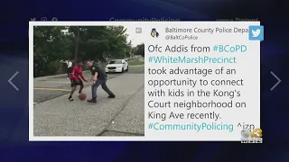 Baltimore County Police Officer Plays Basketball With Children