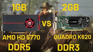 1GB AMD HD 5770 VS 2GB Nvidia Quadro k620 | Who Is Good For Gaming