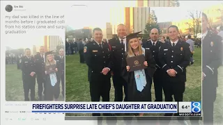 Firefighters surprise late chief's daughter at graduation