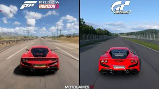 Forza Horizon 5 vs Gran Turismo 7 - Ferrari F8 Tributo Sound Comparison
