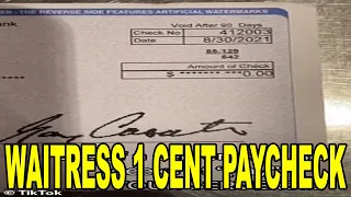 Waitress' One Cent Pay Check Sparks Viral Debate Over U.S. Tipping Culture REACTION