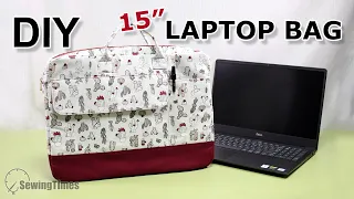 DIY 15″ LAPTOP BAG | Large LapTop Case Sewing Tutorial [sewingtimes]