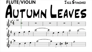 Autumn Leaves Latin Flute Violin Sheet Music Backing Track Play Along Partitura