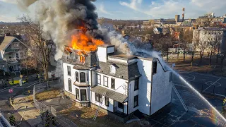 Drone Footage of the Chapel St. 2nd Alarm (New Haven, CT) 12/25/19