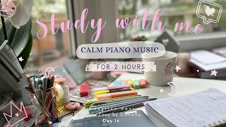 2 Hours of Studying with me, in the sunset🌇, Calm Piano Music, Pomodoro 50:10, Study Evening, Day 14