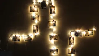 Happy Birthday Wall Decor Idea /  DIY Fairy Light Picture Wall Decoration / Photo Wall Decoration