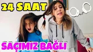 24 SAAT SAÇIMIZ BAĞLI YAPIŞIK İKİZ GİBİ YAŞAMAK !! Saç Kelepçeli Bir Gün Geçirmek !! #24saat