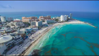 Cancun by Drone - Entire hotel zone aerial in 2K