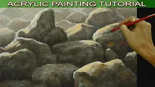 Acrylic Painting Tutorial on How to Paint Basic Rocks on Sunlight Easy for Beginners by JM Lisondra