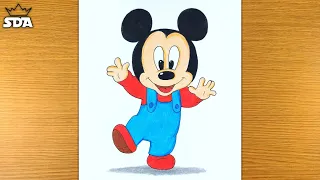 How to draw Little Mickey Mouse and color it - Easy step-by-step drawing lessons for kids