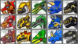 Dino Robot Corps - Black T-Rex + Triceratops + Lion King + Slayer Wolf + Stegosaueus & Dinosaurs