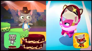 Talking Tom HERO Dash Vs Talking Tom Cake Jump Gameplay| Offline Games Mix | Tom vs Angela(Android)