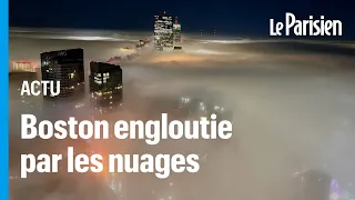 États-Unis : les images spectaculaires de Boston qui disparaît totalement sous un épais brouillard