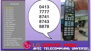 كود القائمة السرية لتلفزيون لجي  SERVICE MODE TV LG LCD LED AVEC TELECOMMAND UNVERSEL