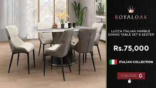 Royaloak | Lucca Italian Marble Dining Table Set 6 Seater