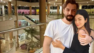 Özge Yağız and Gökberk Demirci were seen arriving at the shopping mall.