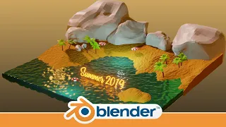 Making of a Sunset Beach Scene in Blender 2.8 (Timelapse)