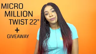 Freetress Equal Synthetic 4x4 Braid Lace Wig - MICRO MILLION TWIST 22 +GIVEAWAY --/WIGTYPES.COM