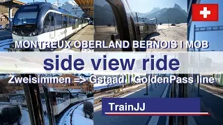 Zweisimmen to Gstaad Switzerland | GoldenPass route | Train Ride Side View | Montreux Oberland Bahn