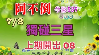 7/2 今彩539 獨碰三星 版路分享 上期開出 08