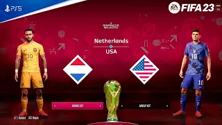 FIFA 23 - Netherlands vs USA | FIFA World Cup Qatar 2022 Round OF 16 Match | PS5™ [4K60]