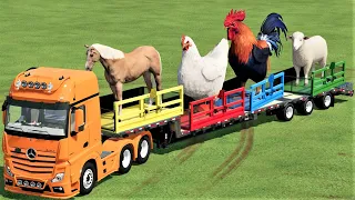 TRANSPORT OF COLORS ! GIANT ANIMALS LOADING TO SELLING w/ CAT BACKHOE LOADER ! Farming Simulator 22