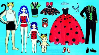 Vestir Muñecas De Papel | Ladybug And Cat Noir Family Costume Dress Up | Woa Doll En Spanish