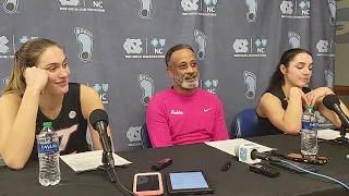 Virginia Tech's Elizabeth Kitley, Kenny Brooks and Georgia Amoore after the Hokies' win at UNC