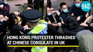 Chinese consulate staff drag, brutally beat up pro-democracy Hong Kong protester in UK | Watch