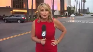 A gorgeous reporter scared by black man