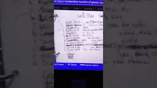 2pac's Handwritten Tracklist of Ghetto Starz Album (1996)