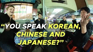 They SHOCKED the Whole Market Speaking Korean, Chinese, and Japanese in Korea