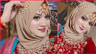 Easy Wedding Hijab Tutorial with Full Jewellery 2022 // Amber Naz Official ❤️