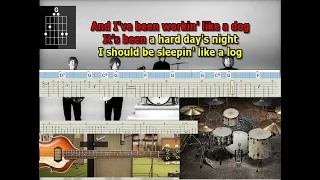 A Hard Day's Night Beatles best instrumental + back vocals rare  Paul karaoke lyrics tabs chords