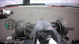 F1 2016 Alonso Chasing Massa and Mistake - Race Onboard - British Grand Prix | With Telemetry