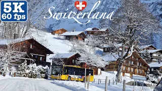 Grindelwald to Lauterbrunnen Switzerland • Winter • Car Drive • 4K / 5K 60fps hdr